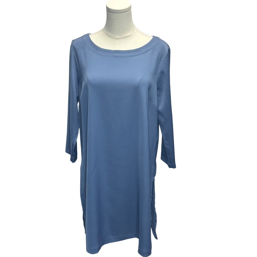 J. Jill Popover Tunic Dress Blue Textured Lagenlook Summer Beach Lightweight S